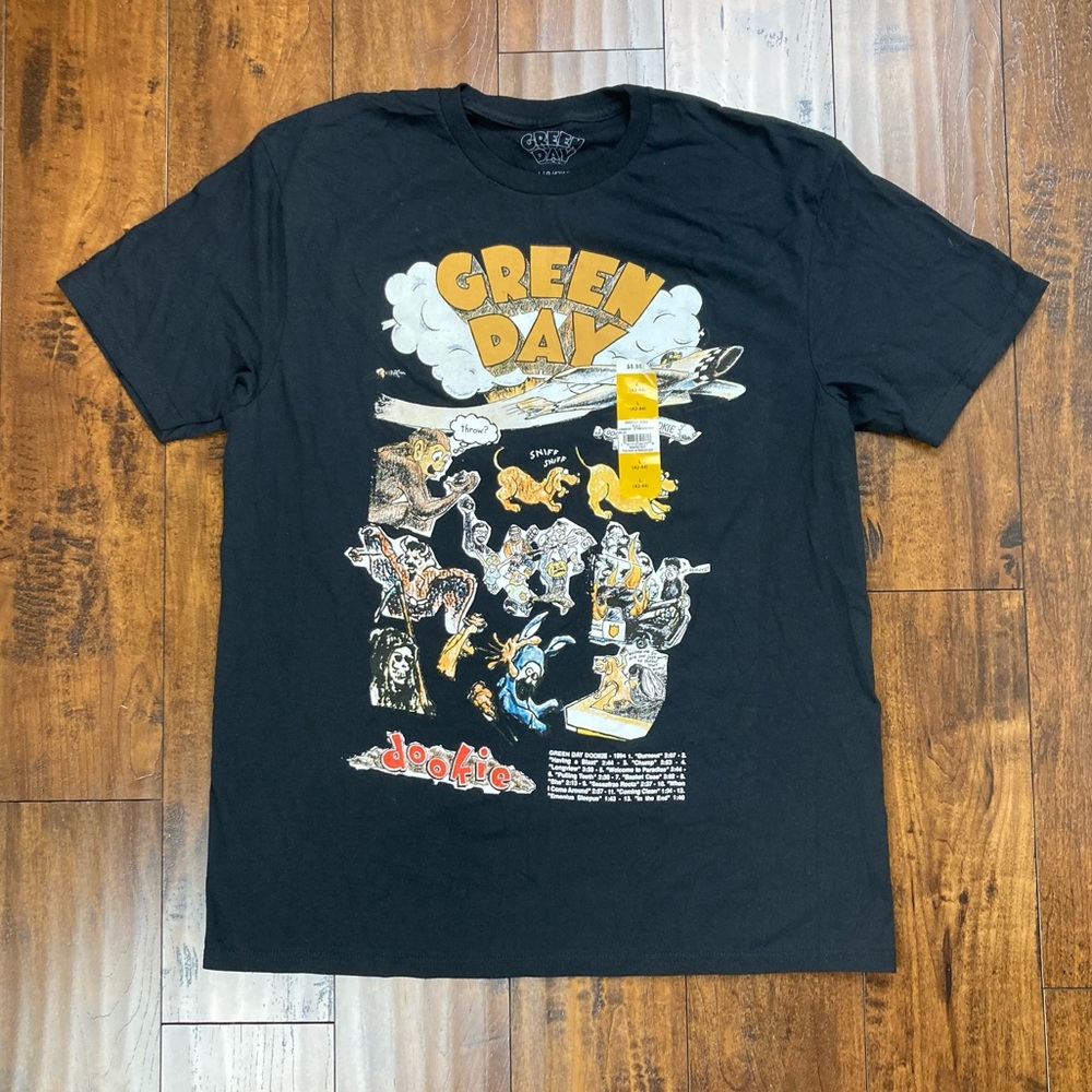 GREEN DAY DOOKIE Men’s T-Shirt Graphic Design Black NEW NWT Size LARGE